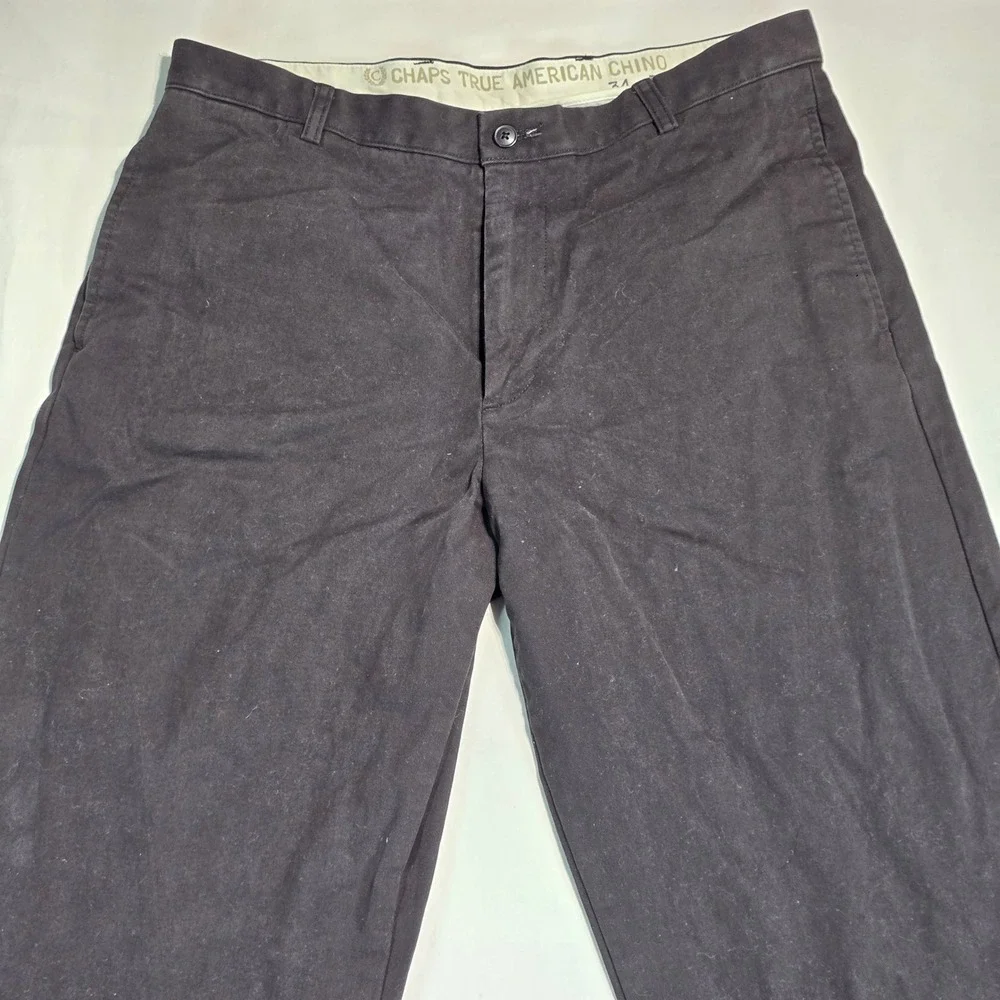 Chaps True American Chino Mens 34x30 Black 100% Cotton Straight Leg Pants A0286